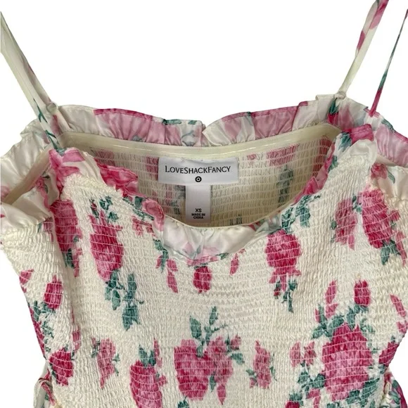 LoveShackFancy x Target Elise Floral Tiered Midi Dress Limited XS Pink White - Picture 8 of 8